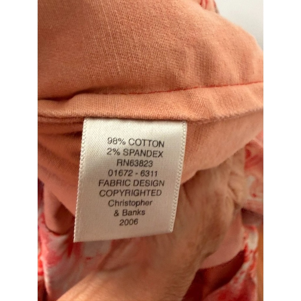 Christopher & Banks Women's Jacket XL Orange All-over Print Size Cotton Front - Picture 6 of 6